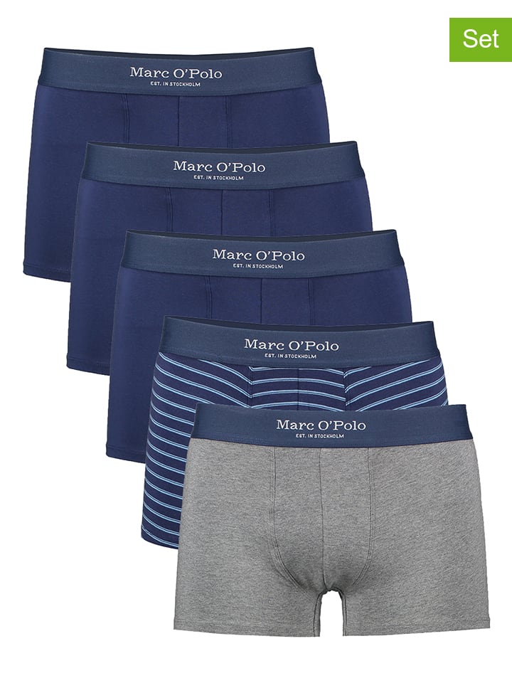 5er-Set: Boxershorts in Grau/ Dunkelblau