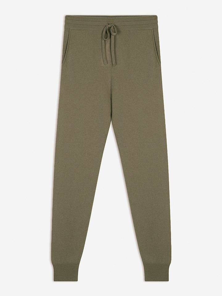 Kaszmirowe spodnie w kolorze khaki
