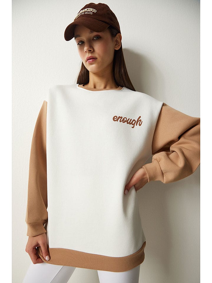 Sweatshirt in Weiß/ Beige