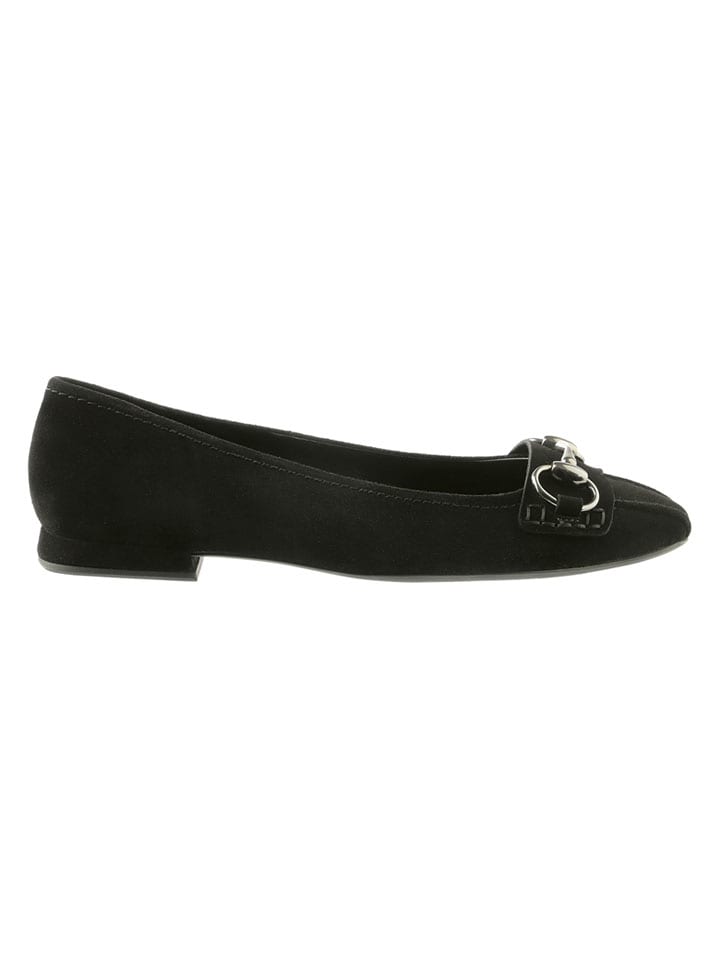 Leder-Ballerinas in Schwarz