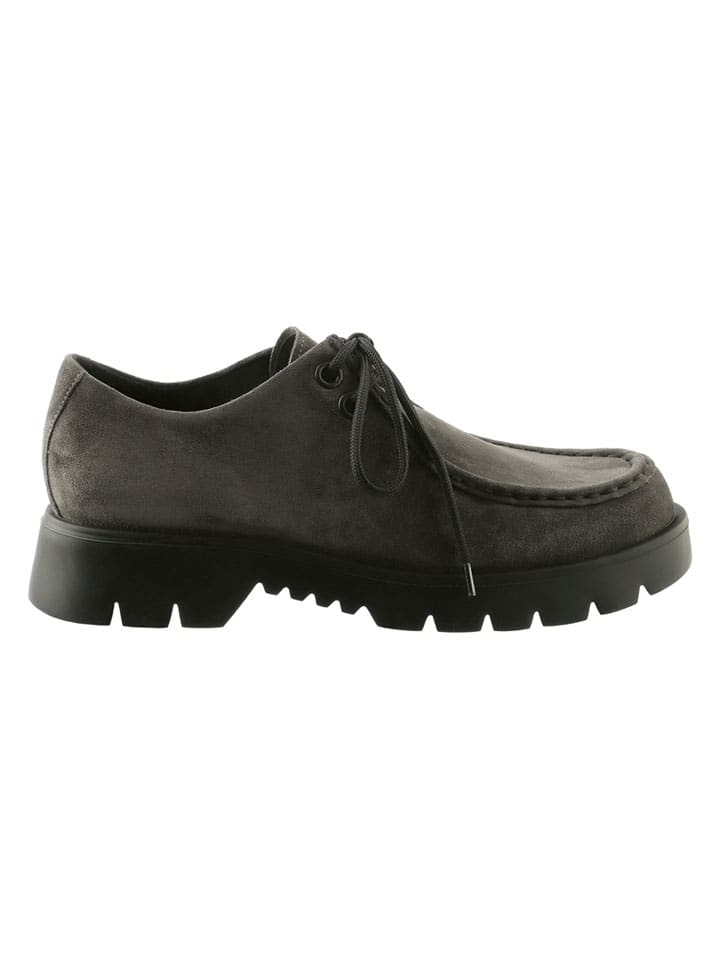 Leren veterschoenen grijs