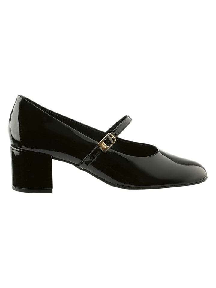 Leren pumps met riempje zwart