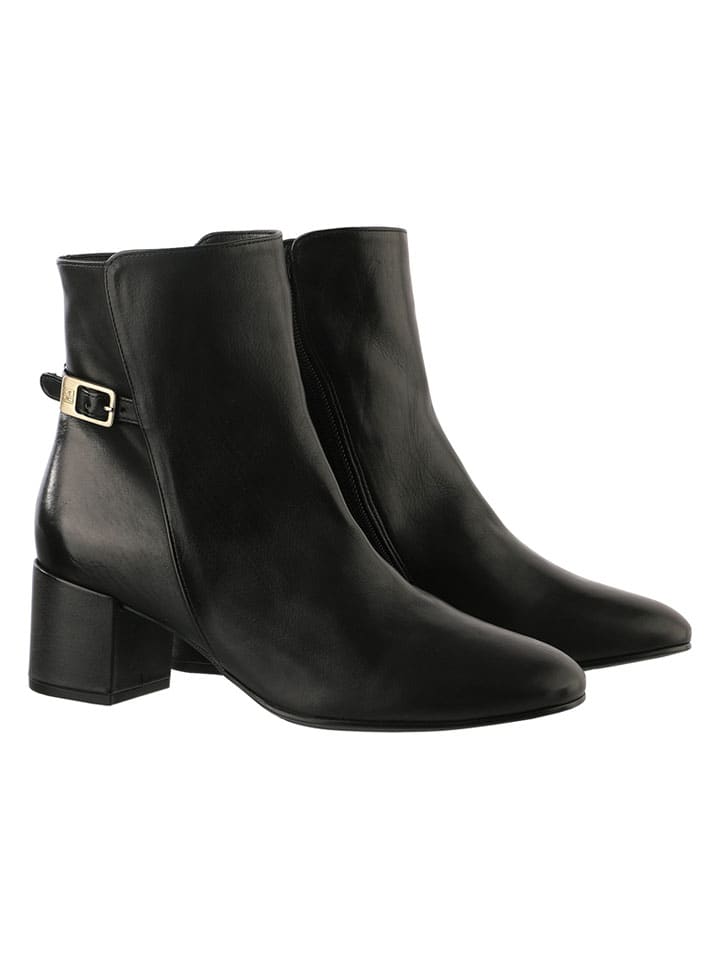 Leder-Stiefeletten in Schwarz