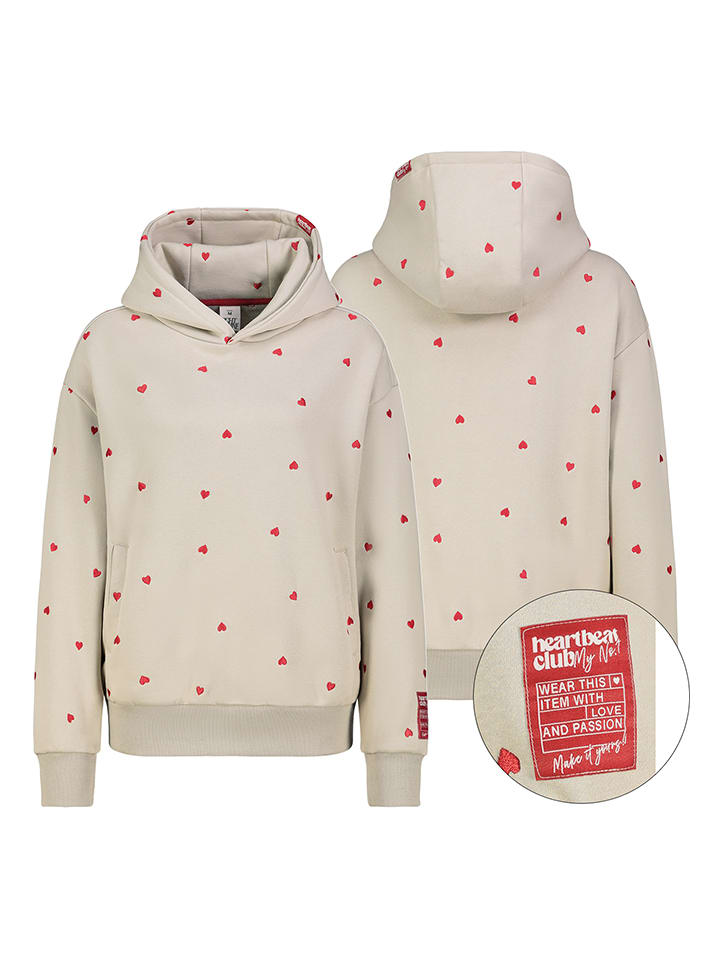 Hoodie in Beige/ Rot