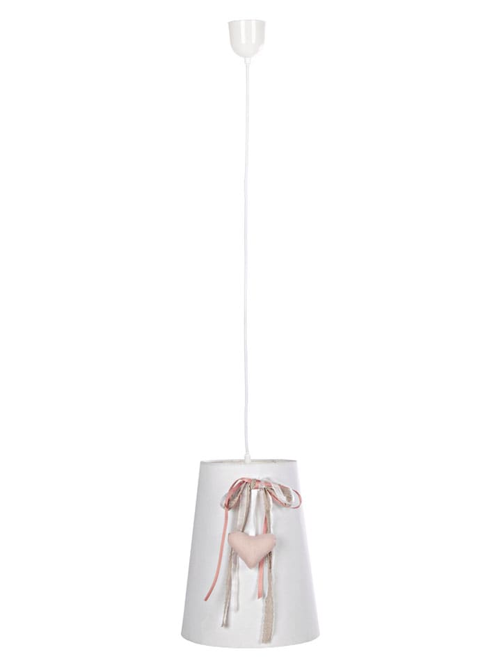 Lampa wisząca w kolorze biało-jasnoróżowym - wys. 31,5 x Ø 26 cm
