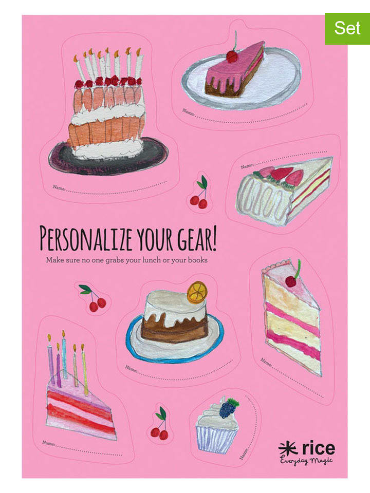2er-Set: Lunchbox-Sticker "Sweet Cake" in Bunt