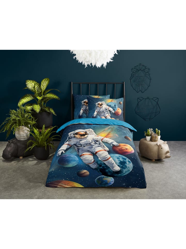 Microvezel beddengoedset "Saros" donkerblauw/blauw