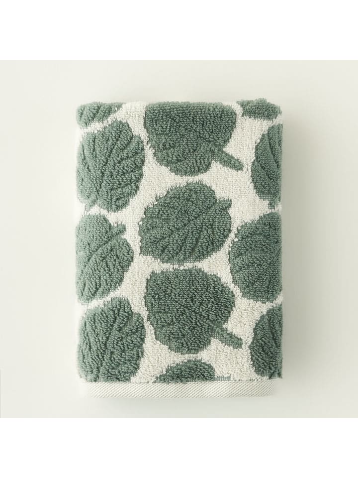 Handdoek "Monstera" crème/groen - (L)70 x (B)50 cm