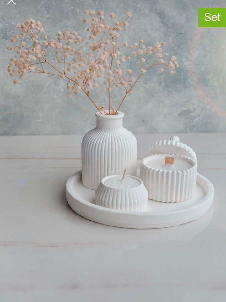 4-delige set: deco- & geurkaarsenset wit
