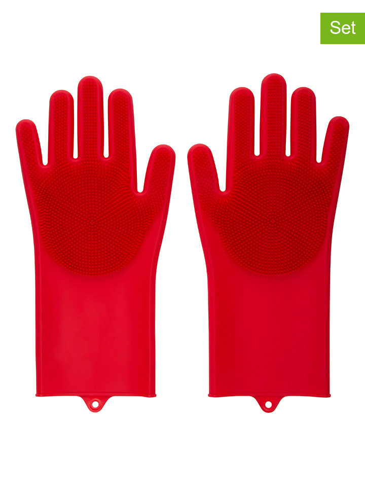 2er-Set: Tierpflege-Handschuhe in Rot - (L)32,6 x (B)15,5 cm