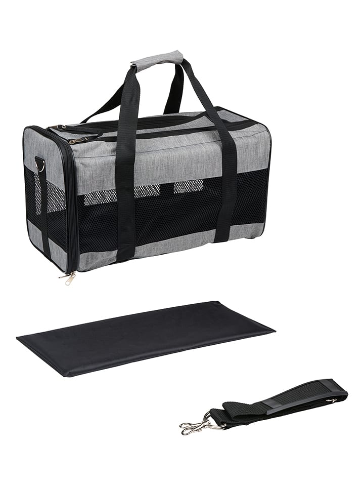 Tiertransporttasche in Grau/ Schwarz - (B)45 x (H)27 x (T)25 cm