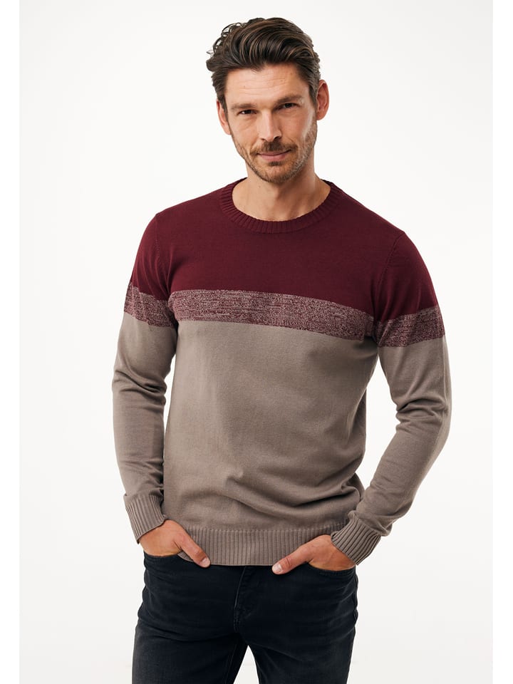 Pullover in Bordeaux/ Taupe