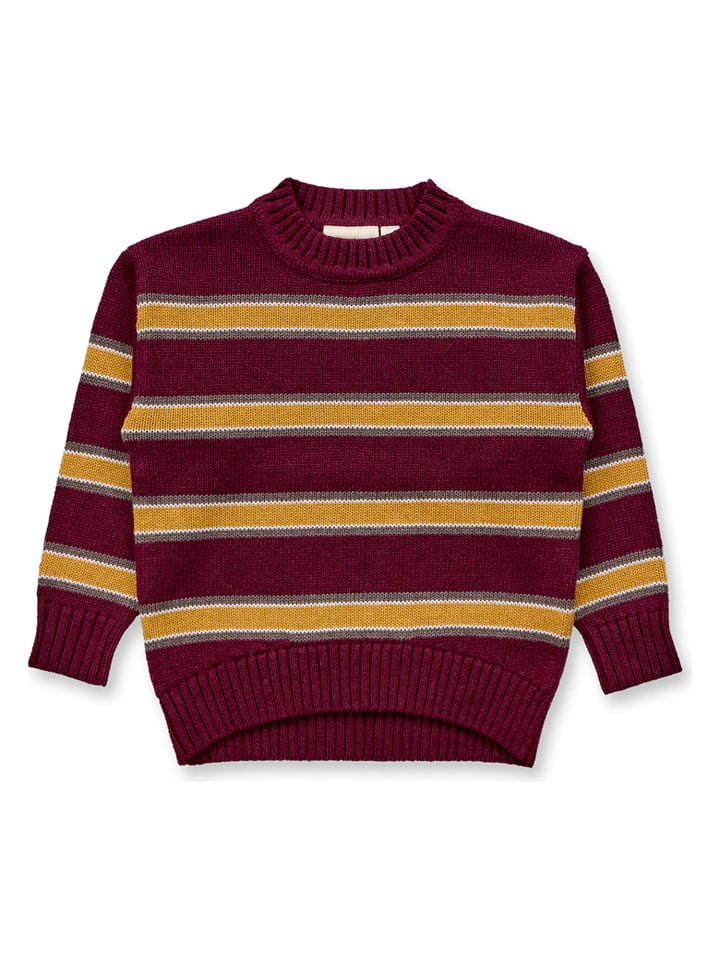 Trui "Delia" bordeaux/mosterdgeel