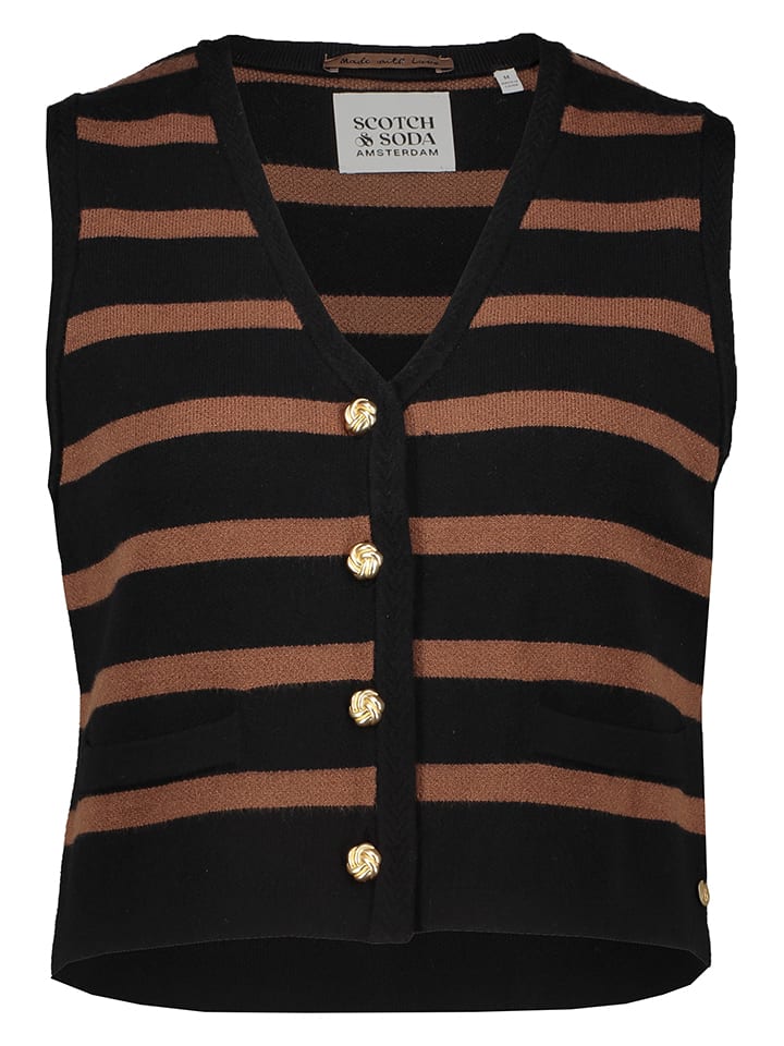 Kamizelka w kolorze czarno-jasnobrązowym