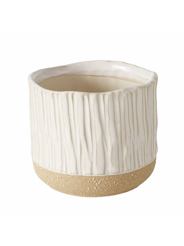 Osłonka "Diona" w kolorze biało-beżowym na doniczkę - wys. 9,5 cm