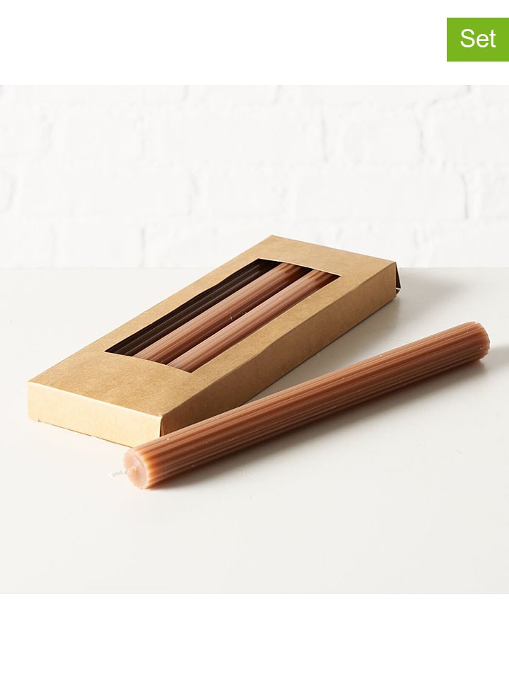 4er-Set: Stabkerzen "Classic" in Hellbraun - (H)25 cm
