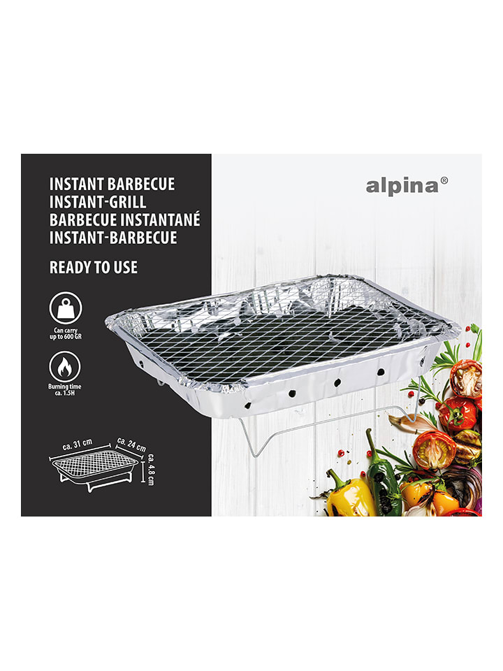 Grill błyskawiczny w kolorze srebrnym - 31 x 24 cm
