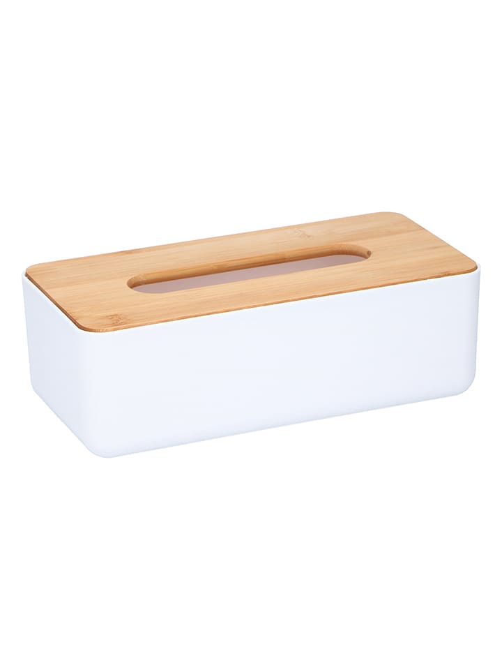 Kosmetiktuchbox in Weiß/ Hellbraun - (B)26 x (H)13 x (T)8,6 cm