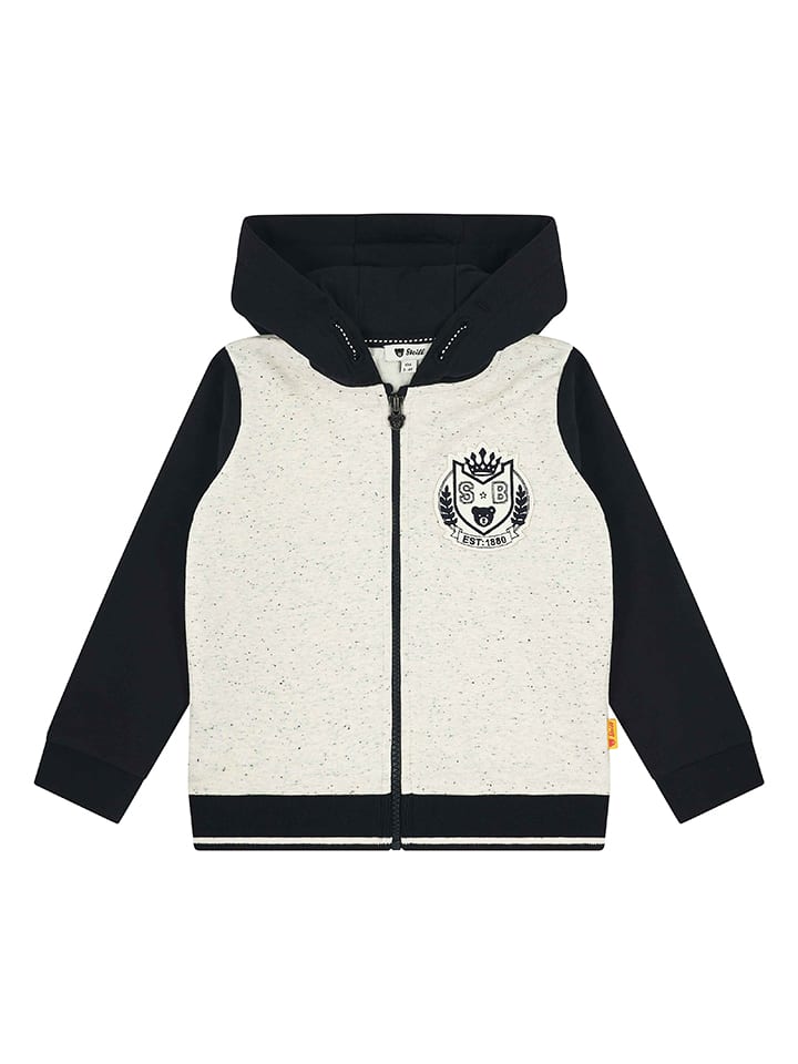 Sweatjacke in Schwarz/ Beige