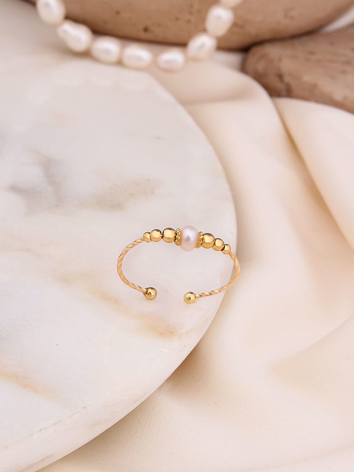 Vergold. Ring mit Perle