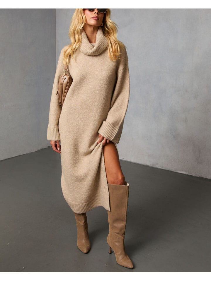 Strickkleid in Beige