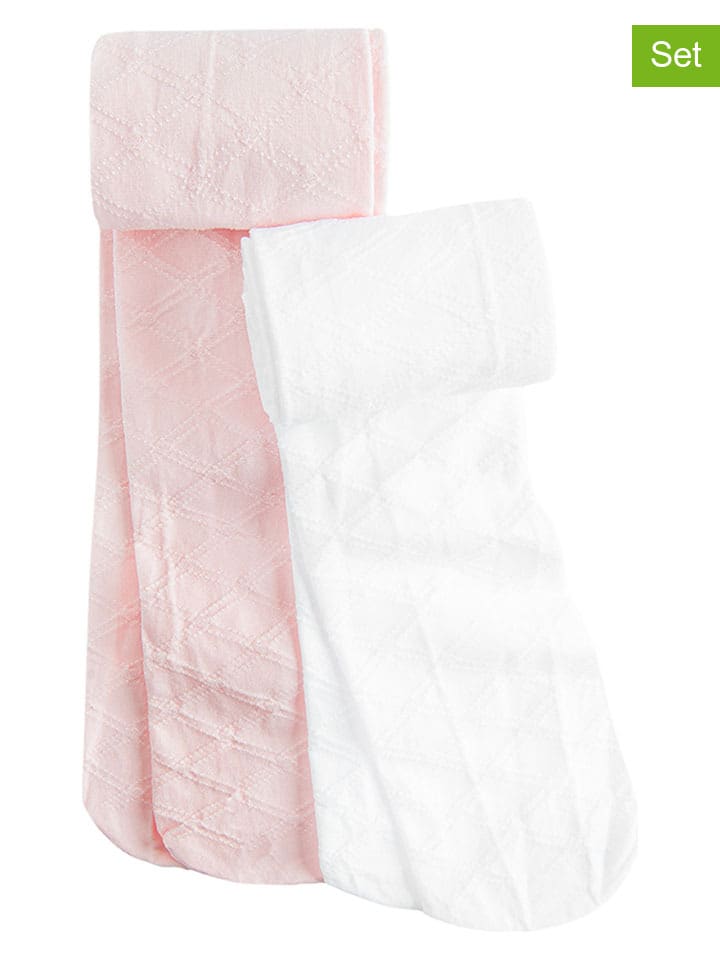 2er-Set: Strumpfhosen in Rosa/ Weiß