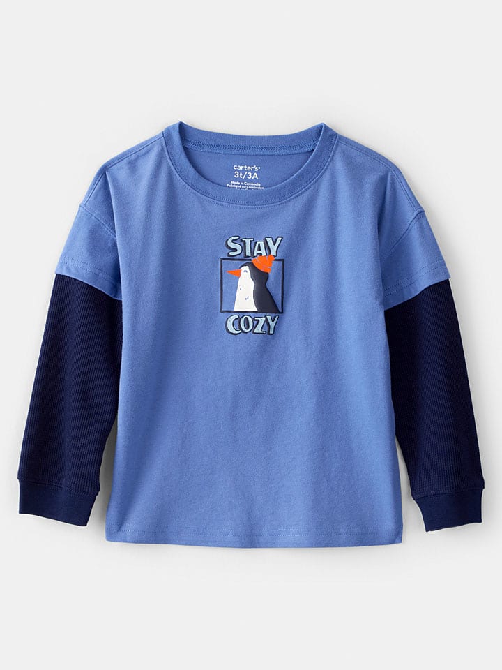 Longsleeve in Blau/ Dunkelblau
