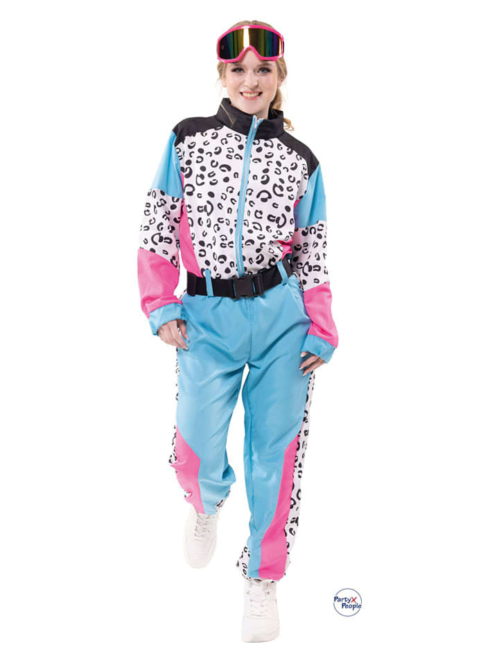 2-częściowy kostium "Ski suit" w kolorze błękitno-różowo-białym