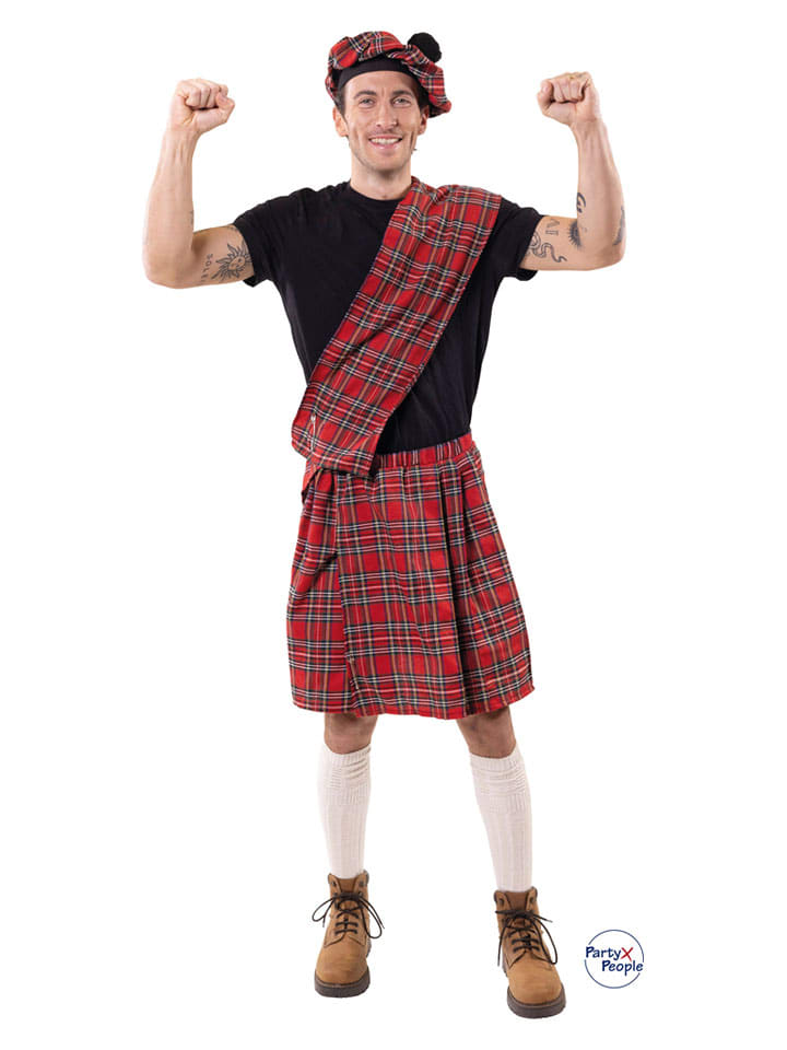 3-częściowy kostium "Scottish Archie" w kolorze czerwonym