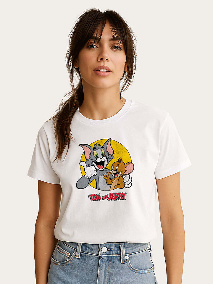 Koszulka "Tom and Jerry Thumbs Up" w kolorze białym