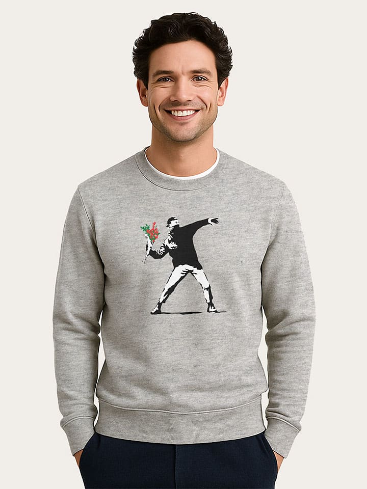 Sweatshirt "Banksy Love" in Grau