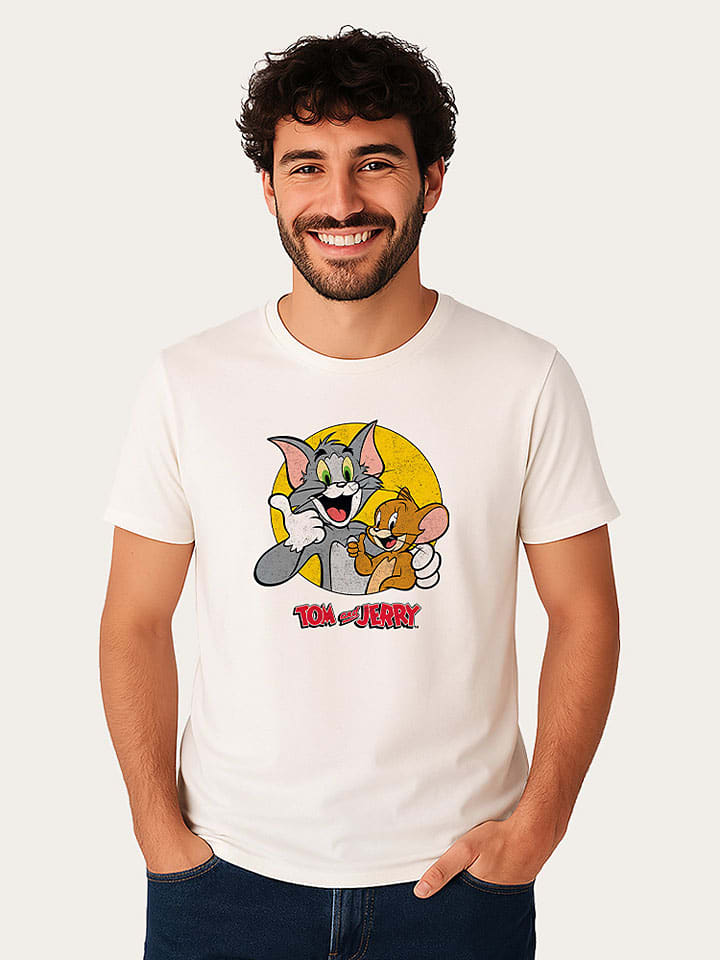 Koszulka "Tom and Jerry Thumbs Up" w kolorze białym