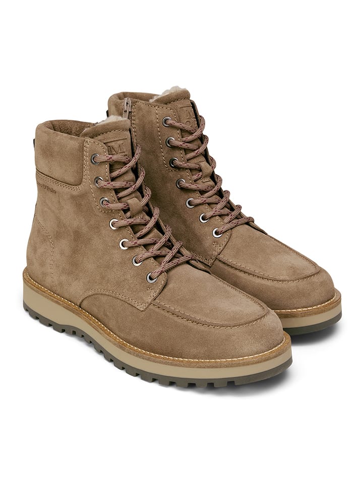 Leder-Boots in Taupe