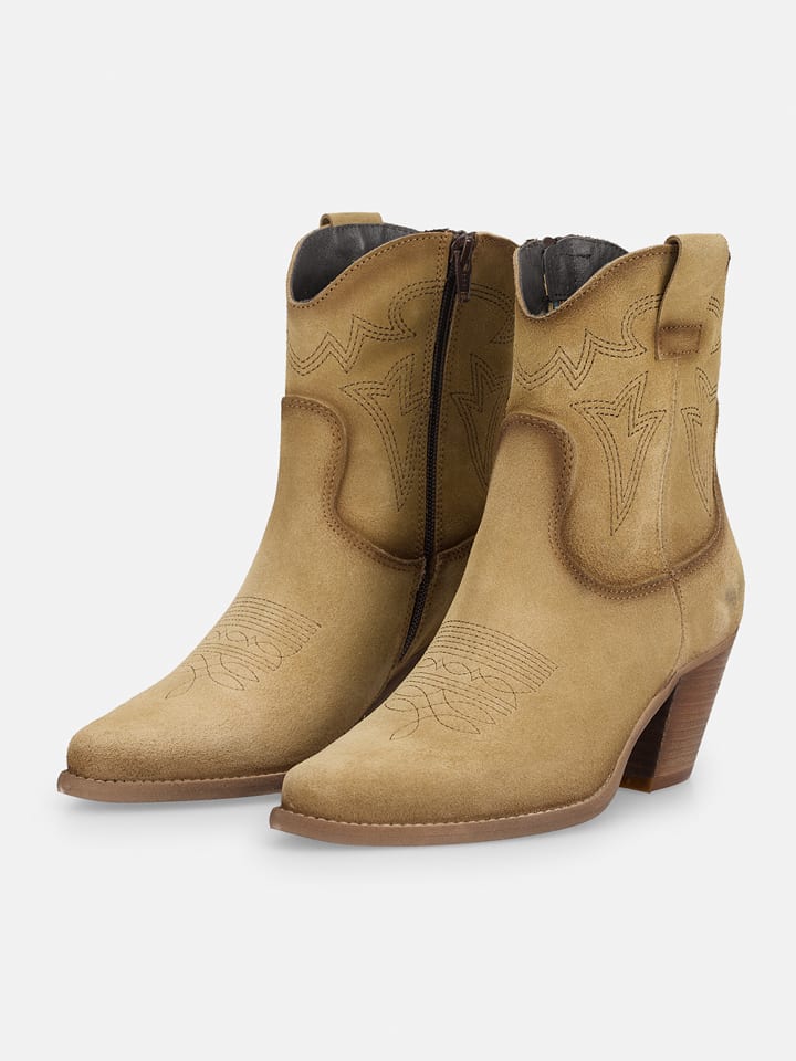 Leder-Stiefeletten in Hellbraun