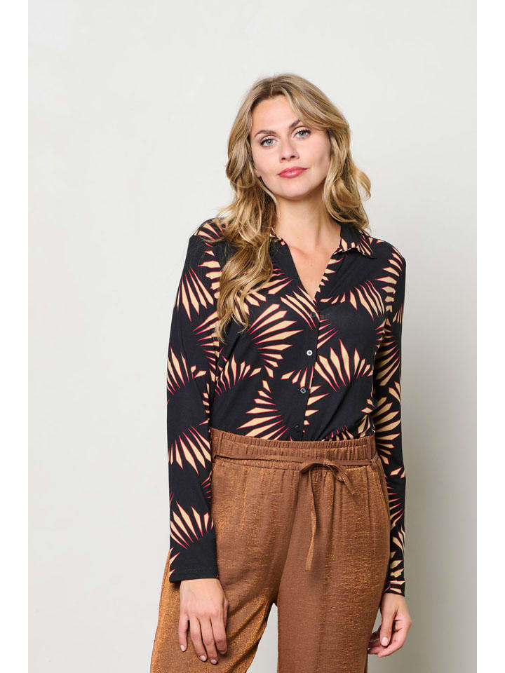 Bluse "Vayen" in Schwarz/ Beige