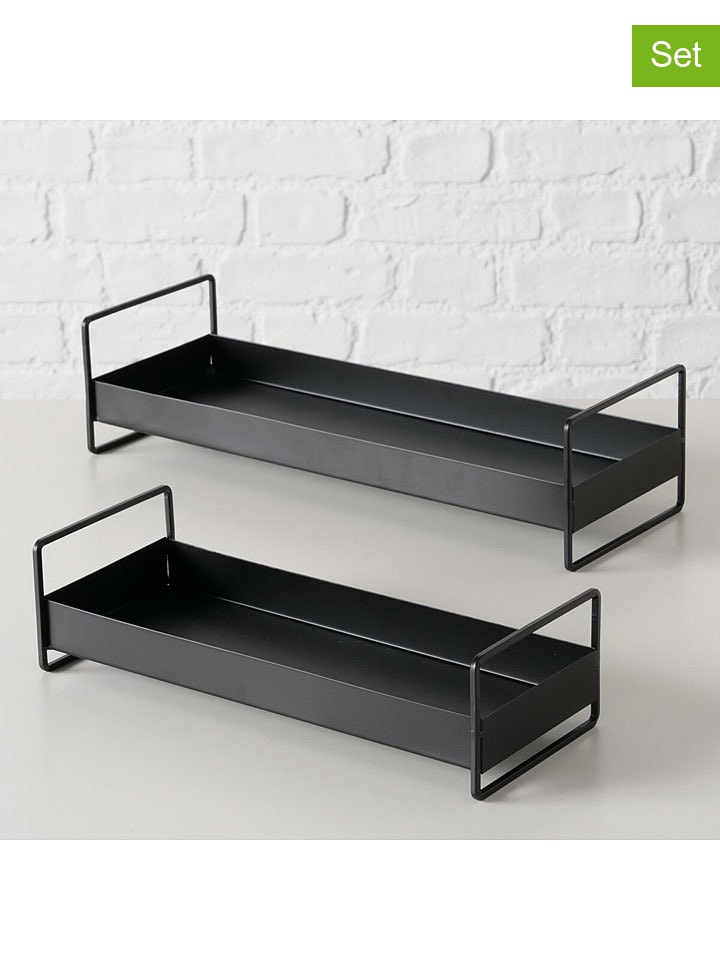 2er-Set: Tabletts "Wolga" in Schwarz