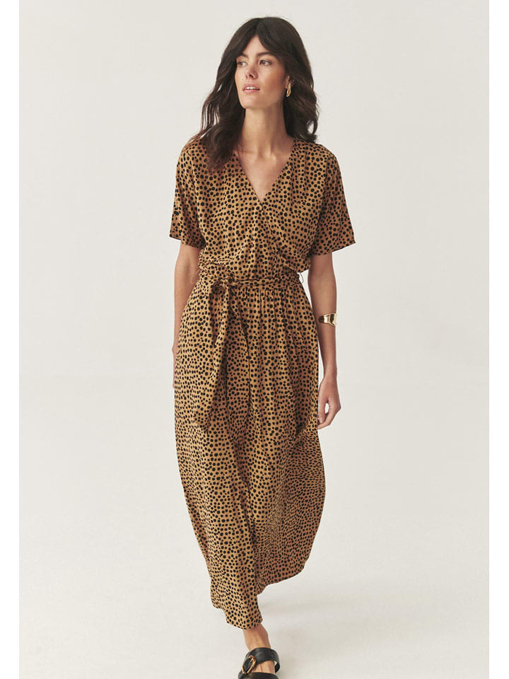 Kleid in Hellbraun/ Schwarz