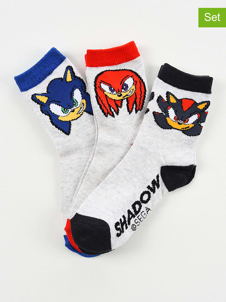 Skarpety (3 pary) "Sonic" w kolorze białym ze wzorem