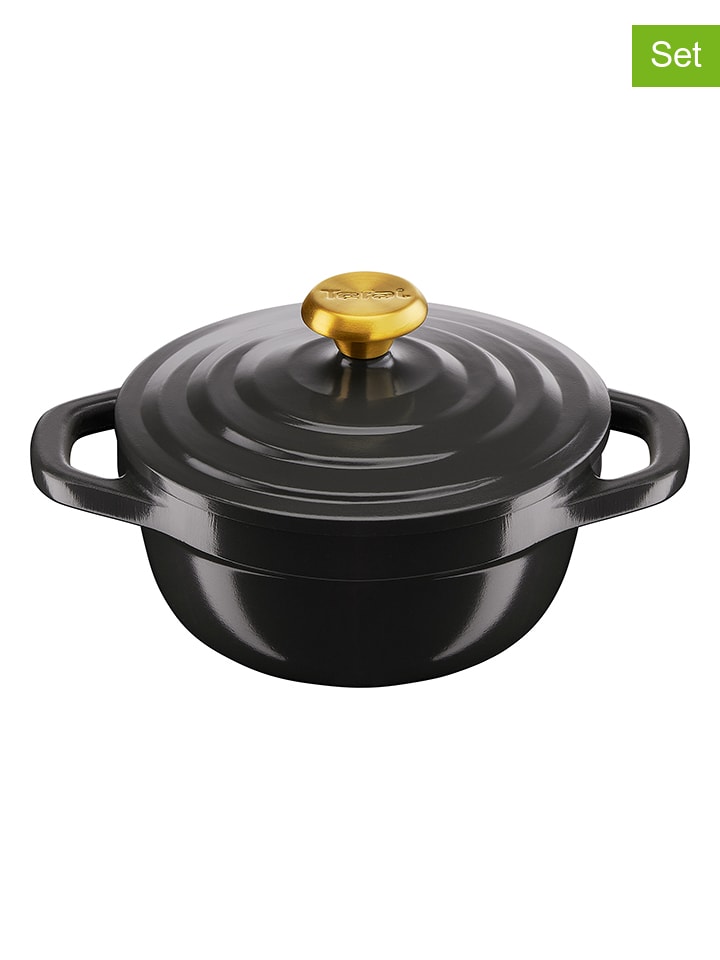 2er-Set: Mini-Kochtöpfe "Air" in Schwarz - 450 ml