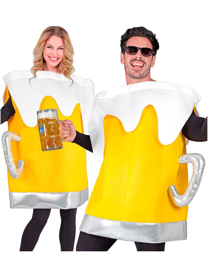 Kostüm "Bierkrug" in Gelb/ Silber/ Weiß