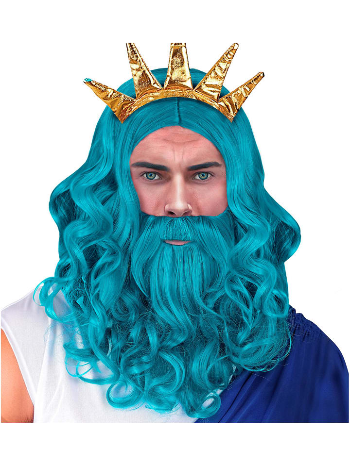 Perücke "Poseidon/Neptun" in Türkis