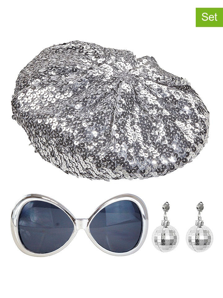 3-delige accessorieset "Disco Babe" zilverkleurig