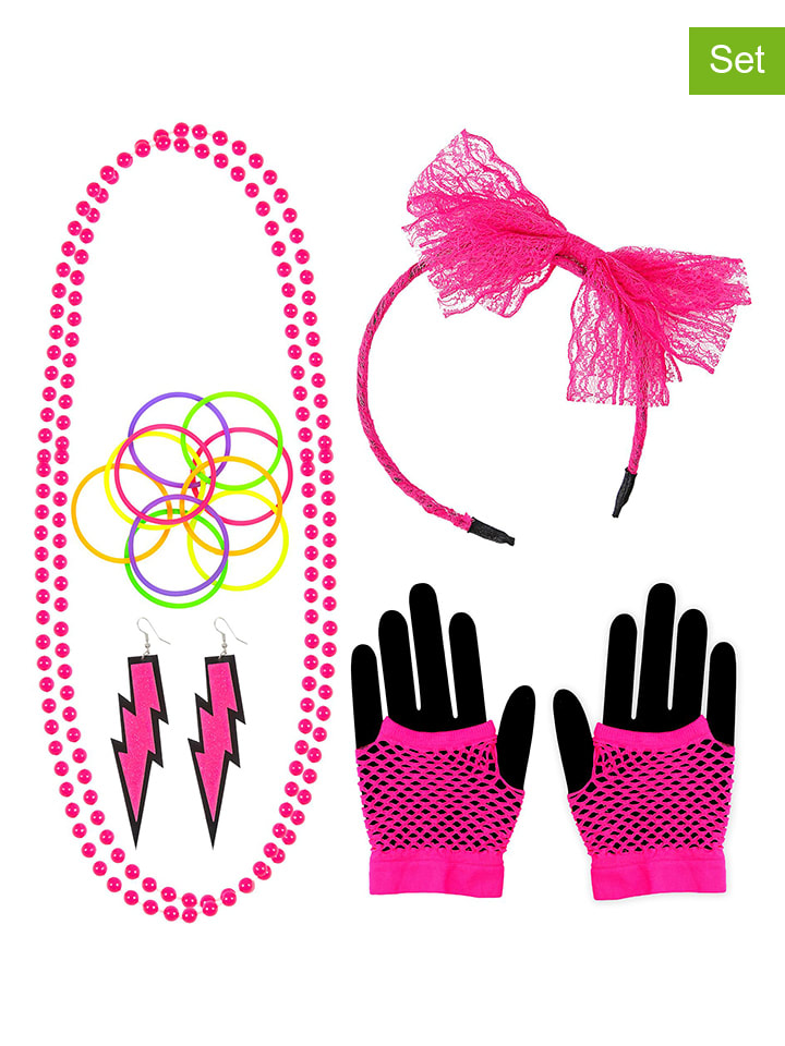 15tlg. Accessories-Set "80er Jahre" in Pink