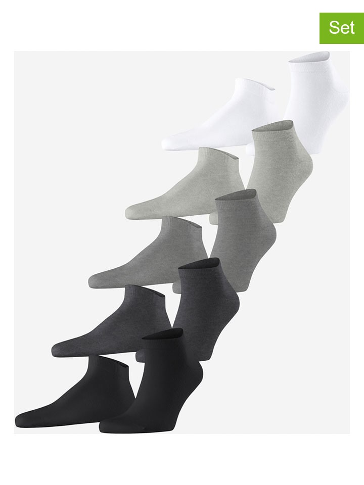 5er-Set: Socken in Weiß/ Grau/ Schwarz