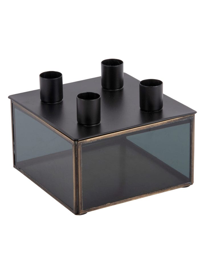 Kerzenhalter in Schwarz - (B)14 x (H)11 x (T)14 cm