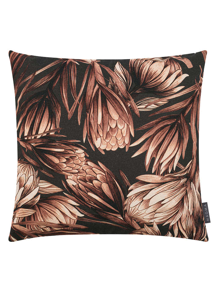 Kissenhülle "Protea" in Schwarz/ Braun - (L)50 x (B)50 cm