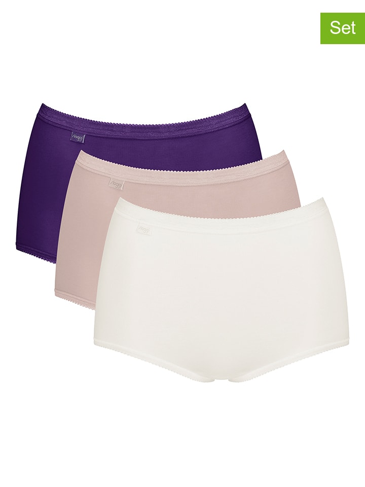 3er-Set: Taillenpantys in Weiß Rosa/ Lila