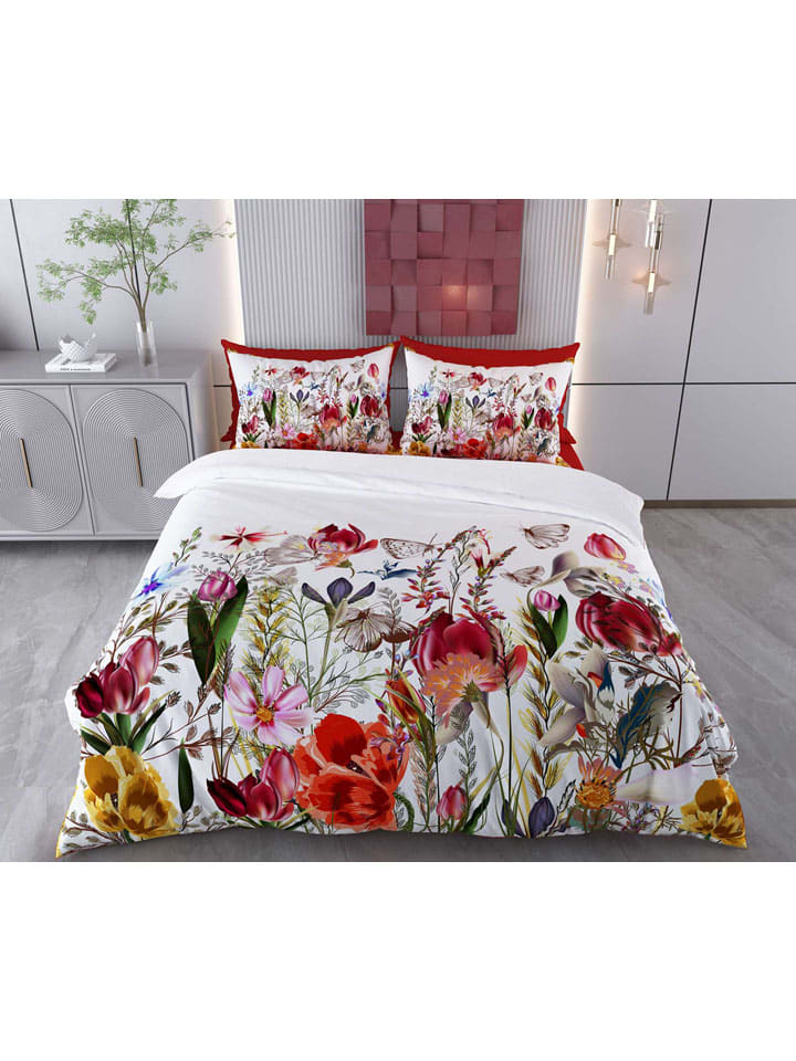 Beddengoedset wit/rood