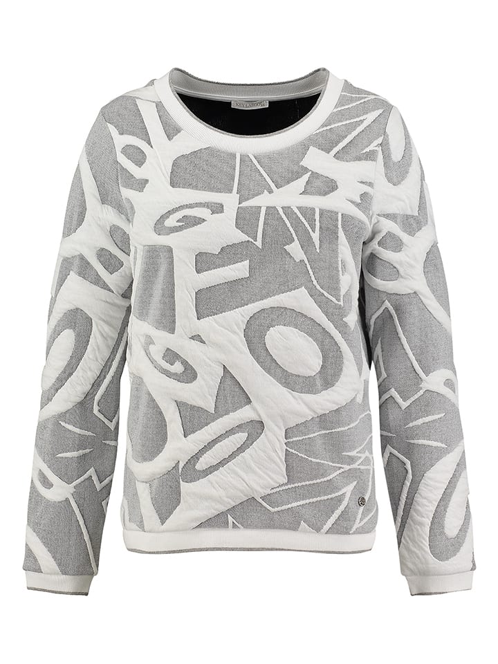 Pullover "Booklet" in Grau/ Weiß