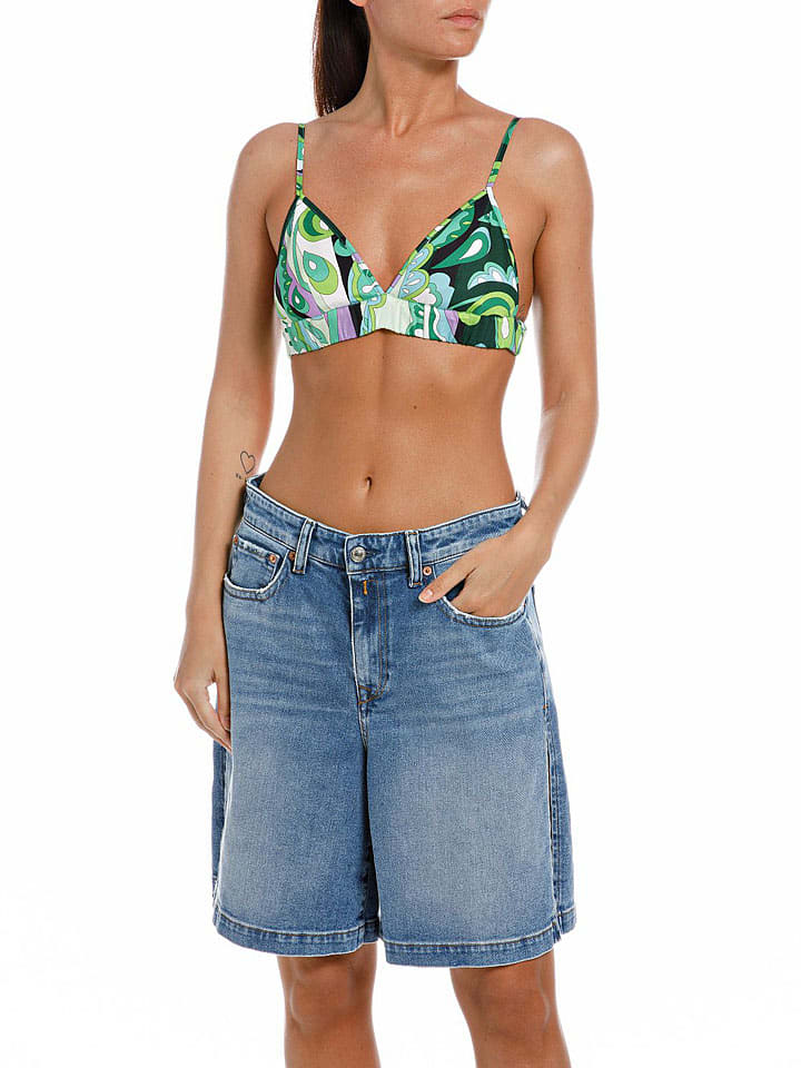 Bralette in Grün/ Weiß/ Lila
